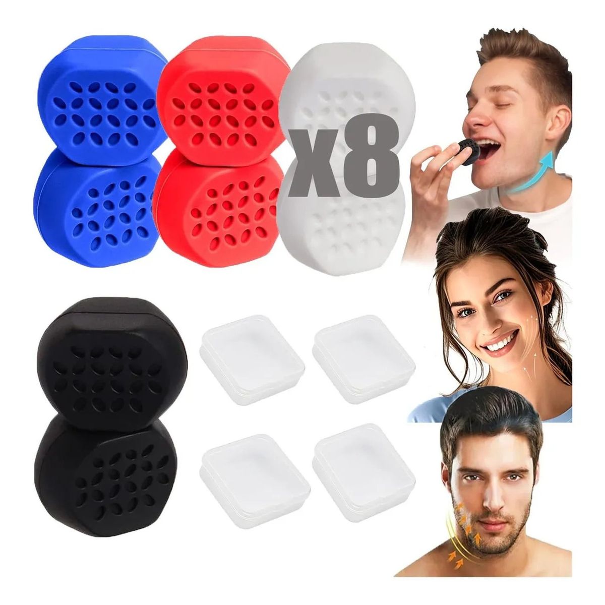 GENERICO - Ejercitador Facial Silicona Unisex 8 Piezas Resistencia 40-60lbs