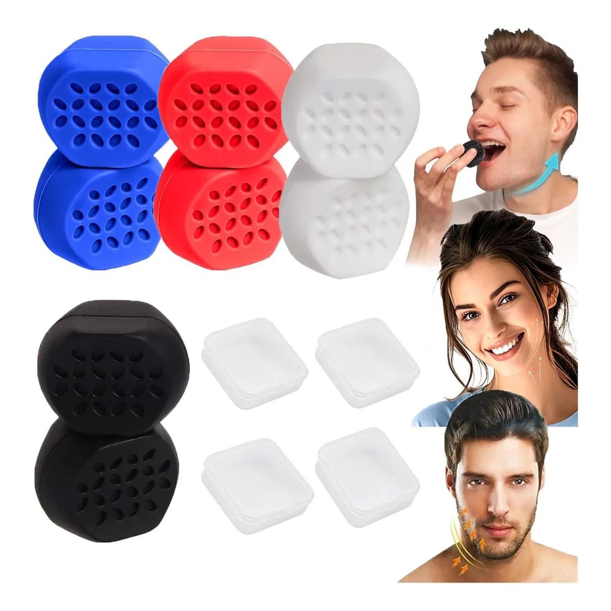 GENERICO - Ejercitador Facial Silicona Unisex 8 Piezas Resistencia 40-60lbs