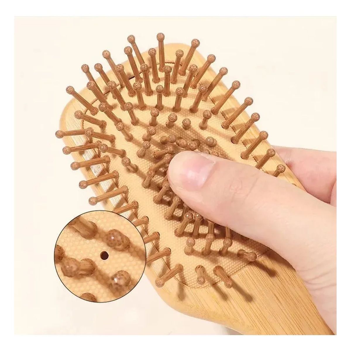 GENERICO - Cepillo Para Cabello Antienredos Bambú Rectangular