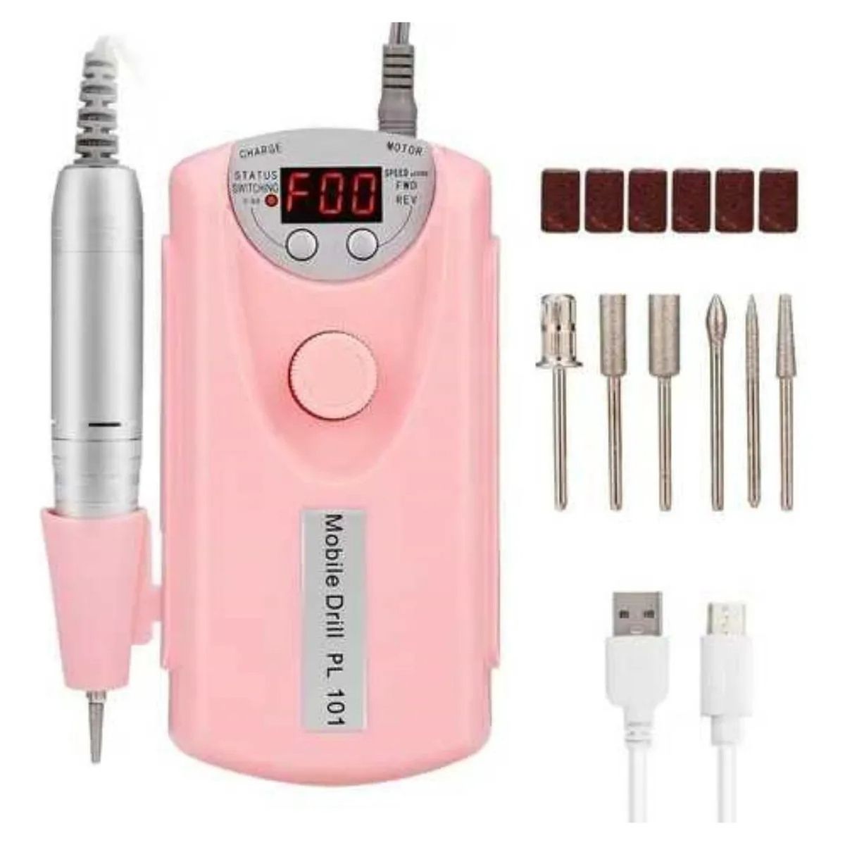 GENERICO - Pulidora de Uñas Multifuncional Portátil 35000 RPM Rosa