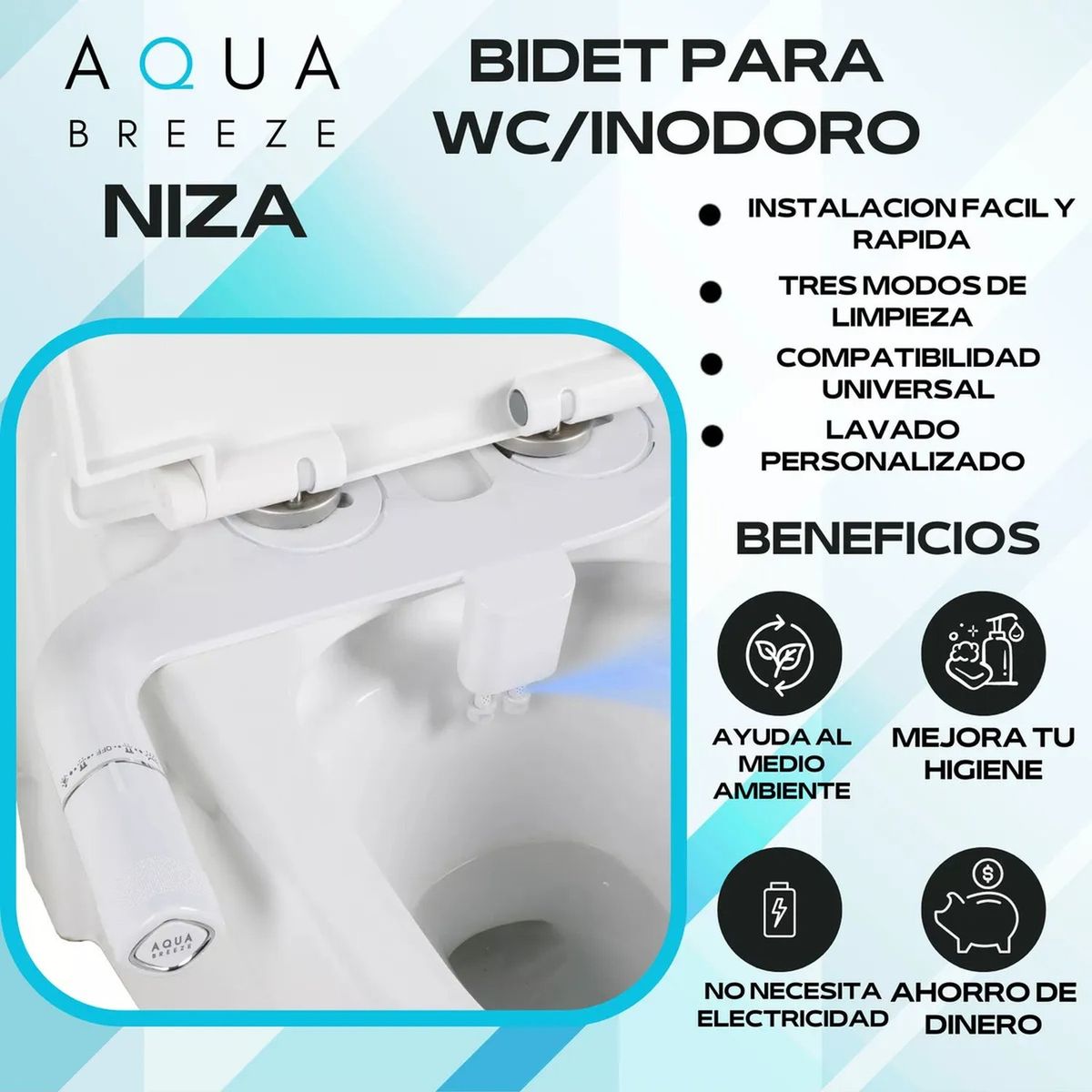 GENERICO - Bidet Para WCInodoro Ajustable Blanco Compatibilidad Universal