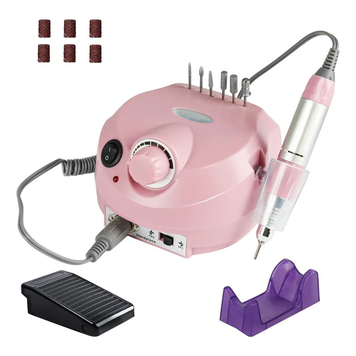 GENERICO - Lima Eléctrica Para Uñas Velocidad Ajustable 0-30000 RPM Rosa