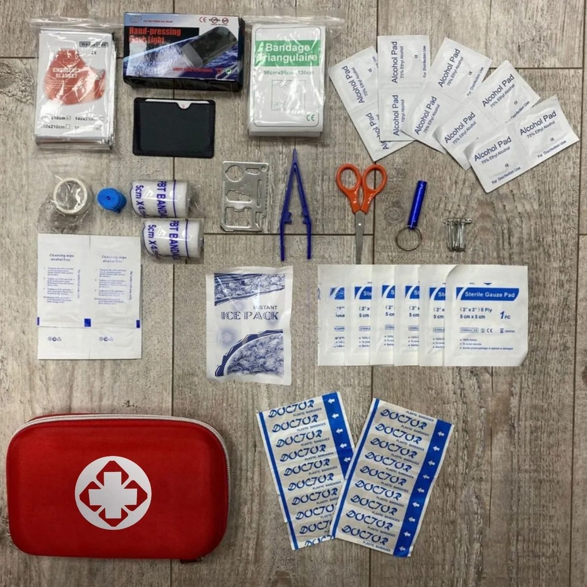 GENERICO - Kit de Primeros Auxilios Portátil Rojo Compacto Multiusos