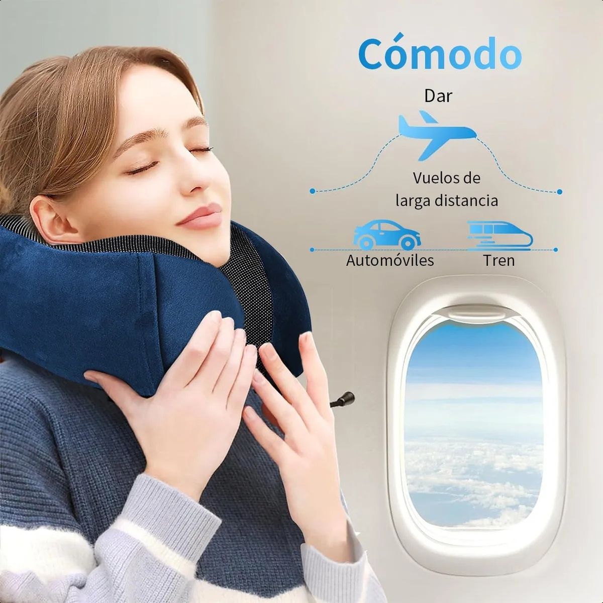 GENERICO - Almohada de Cuello Espuma de Memoria Terapia Magnética Azul