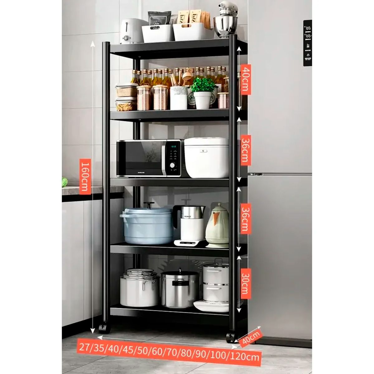 GENERICO - Organizador Estante De Baño Cocina Multiuso Hogar Negro 5