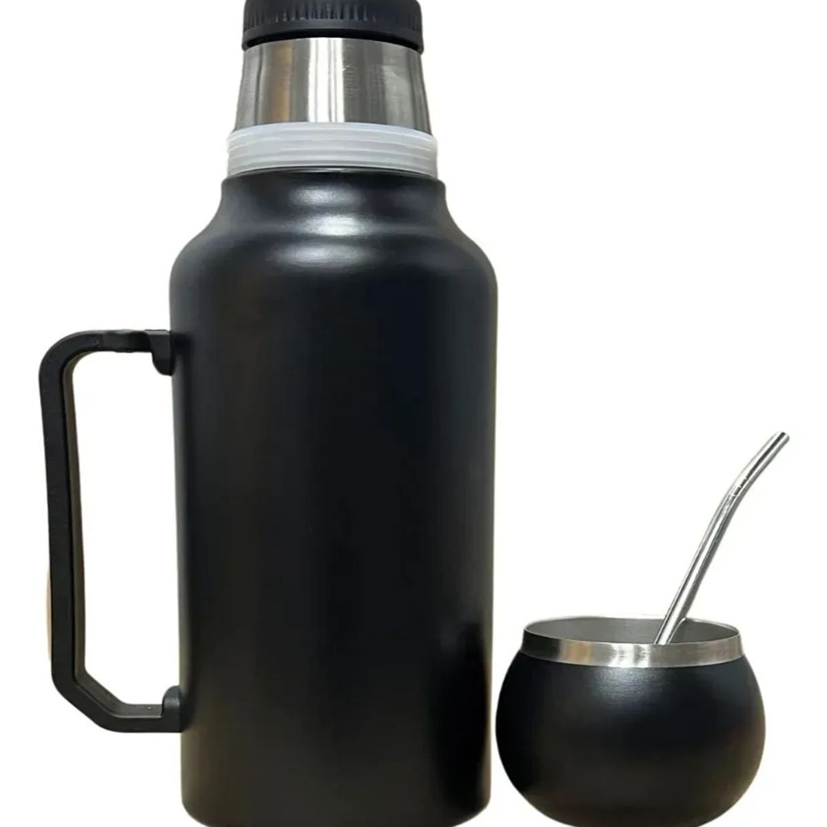 GENERICO - Termo Matero 1.3 Litros Acero Inoxidable + Mate Y Bombilla Negro