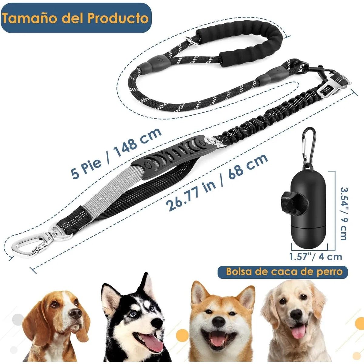 GENERICO - Correa Cinturón Seguridad 2 En 1 Auto Perros Con Dispensador