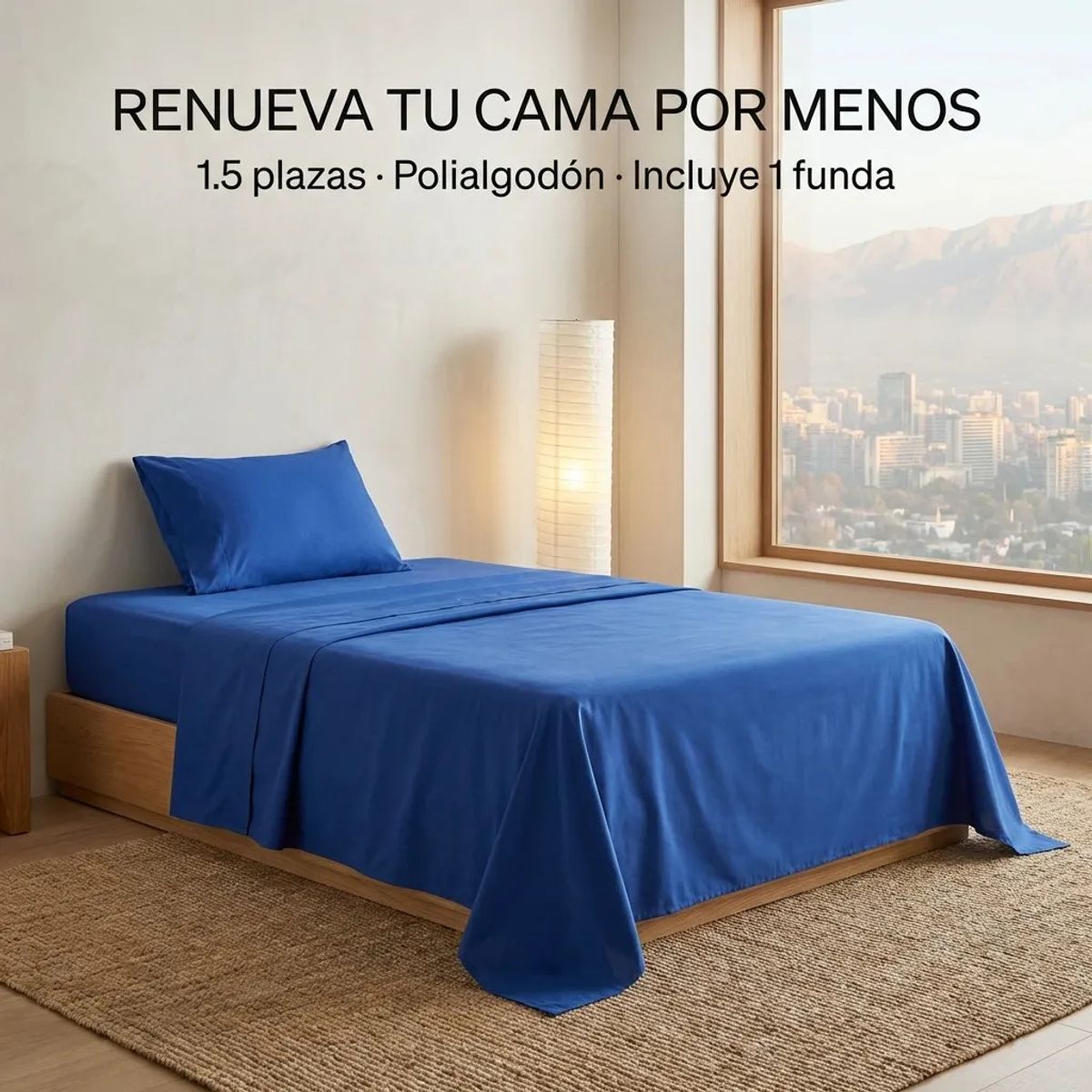 ARMONIA - Juego De Sabana Azul Plaza y media 3 piezas