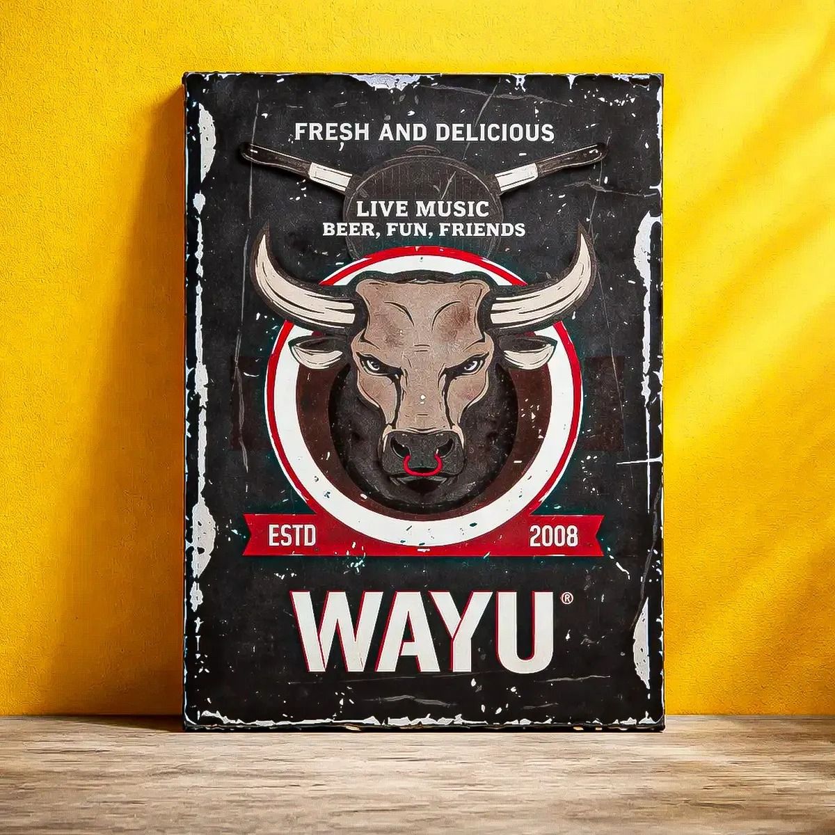 WAYU - Cuadro Decorativo Wayu Bar Cuadro Pared Cuadro Bar Metalico 40x30cm