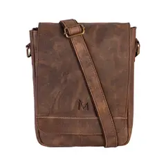 FRANZ MOSSI - Bolso de cuero Natural Cuero grueso Bolso hombro Marrón Vintage