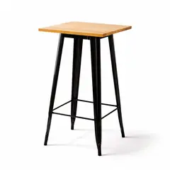 NOVAHUS - Mesa Tolix Madera Alta Bar 60 x 60 cm