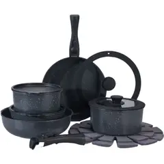 RIOVEO - Juego De Ollas Y Sartenes 15 Piezas Con Asas Desmontables