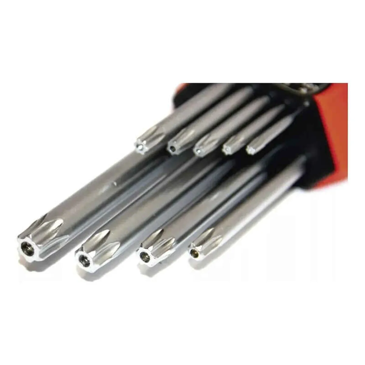 GENERICO - Set De 9 Llaves Allen Torx Estrella Largas Punta Doble Plateado