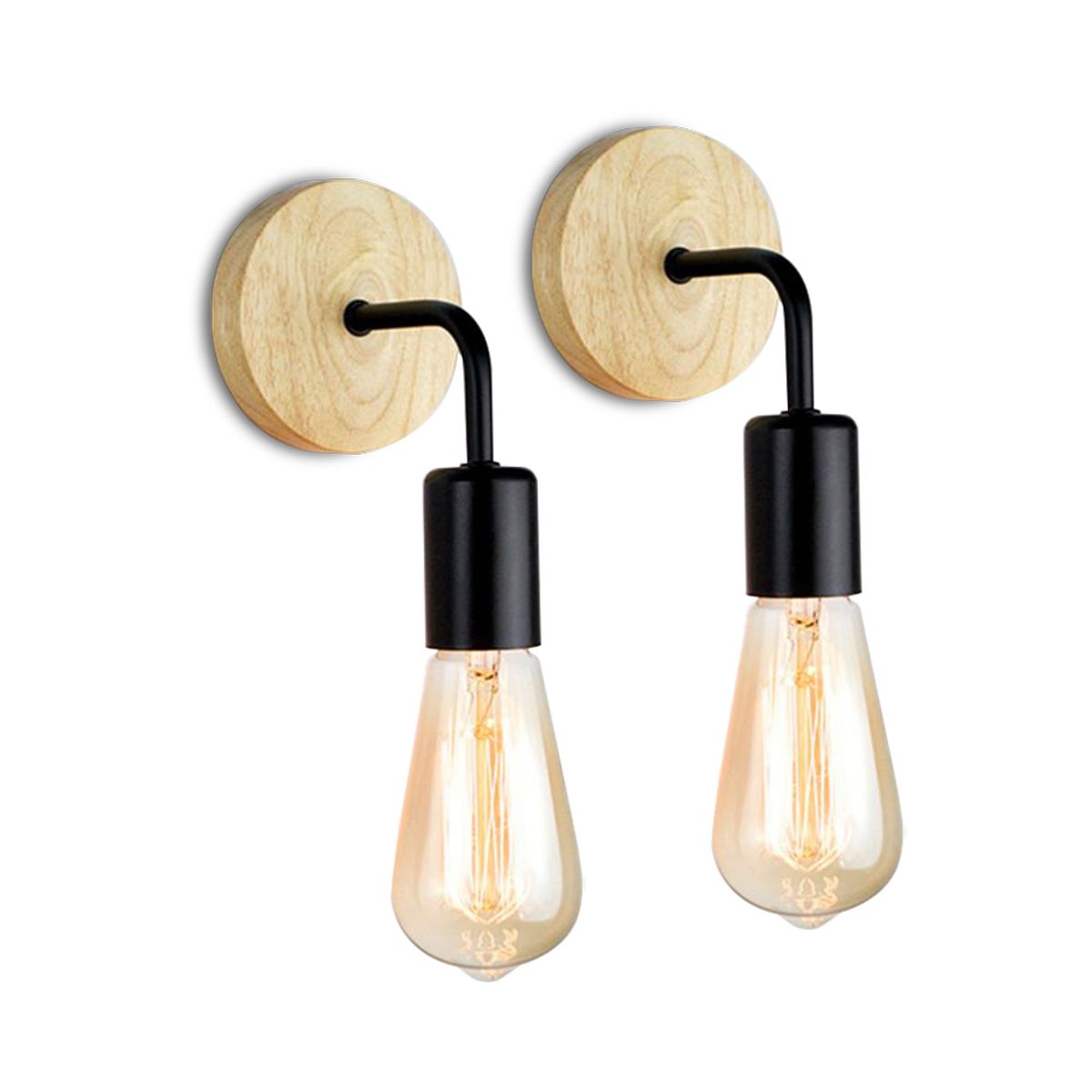 WANT - Pack 2 Aplique Lamparas Decorativa Soporte Madera