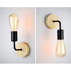 WANT - Pack 2 Aplique Lamparas Decorativa Soporte Madera