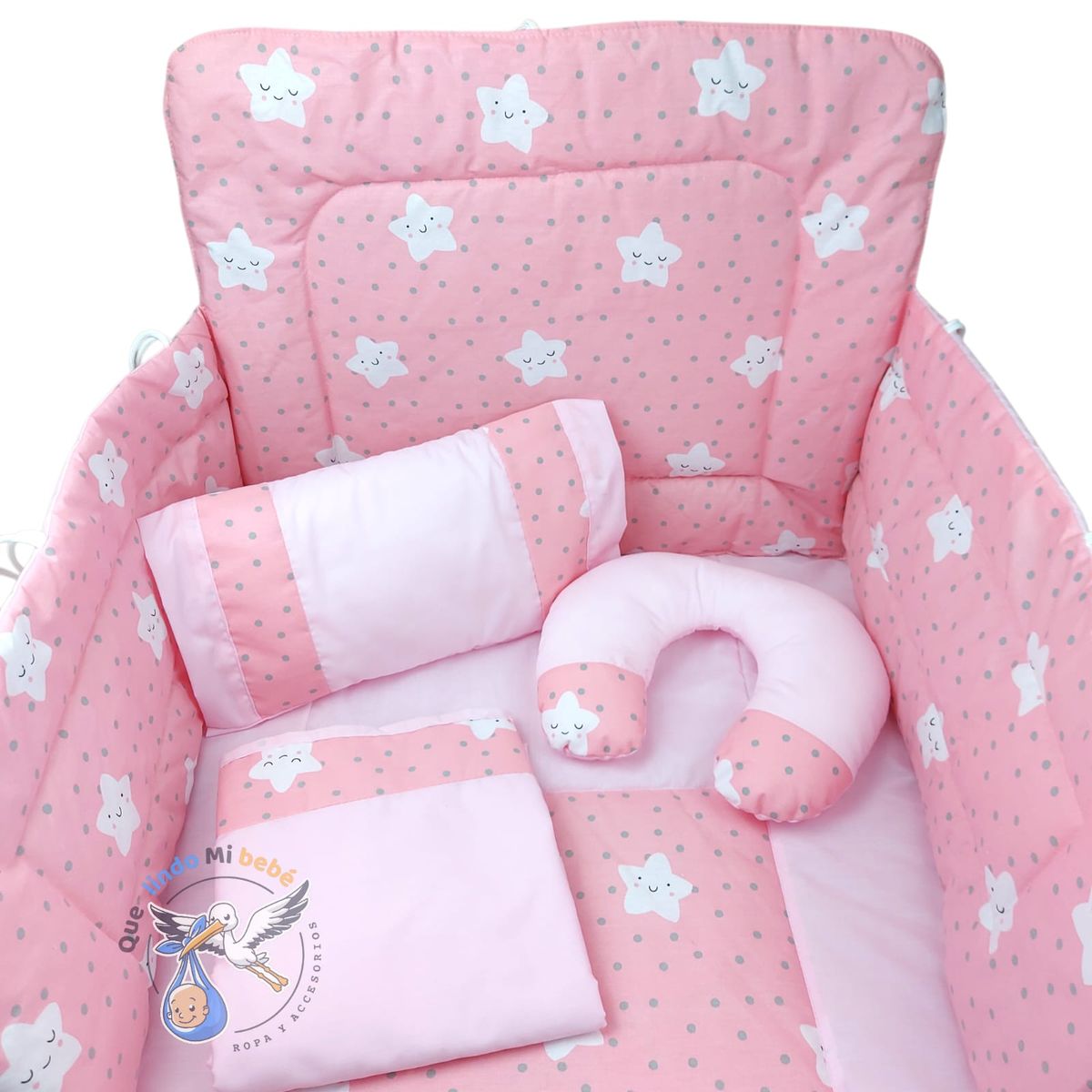 GENERICO - Set Para Cuna Estándar Rosado Estrella