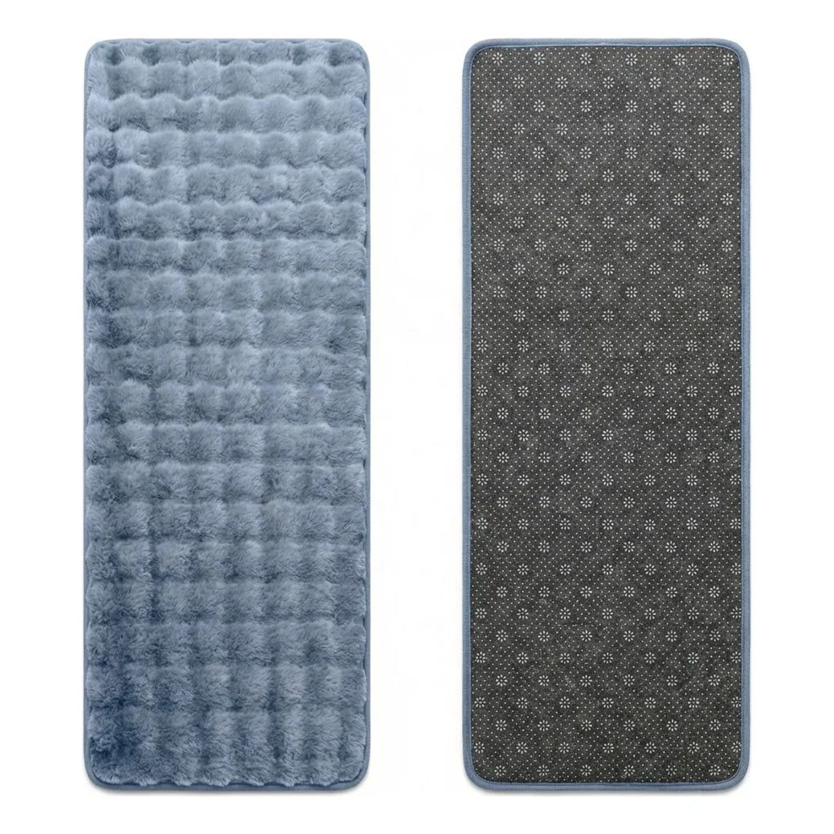 ARMONIA - Alfombra Pasillera Peluda Bajada de Cama 602 - Azul