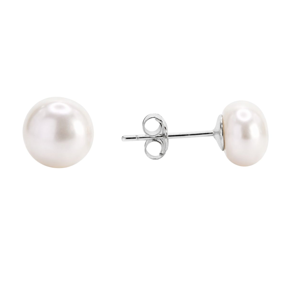 GENERICO - Aros De Plata 925 Perla Achatada 12 mm