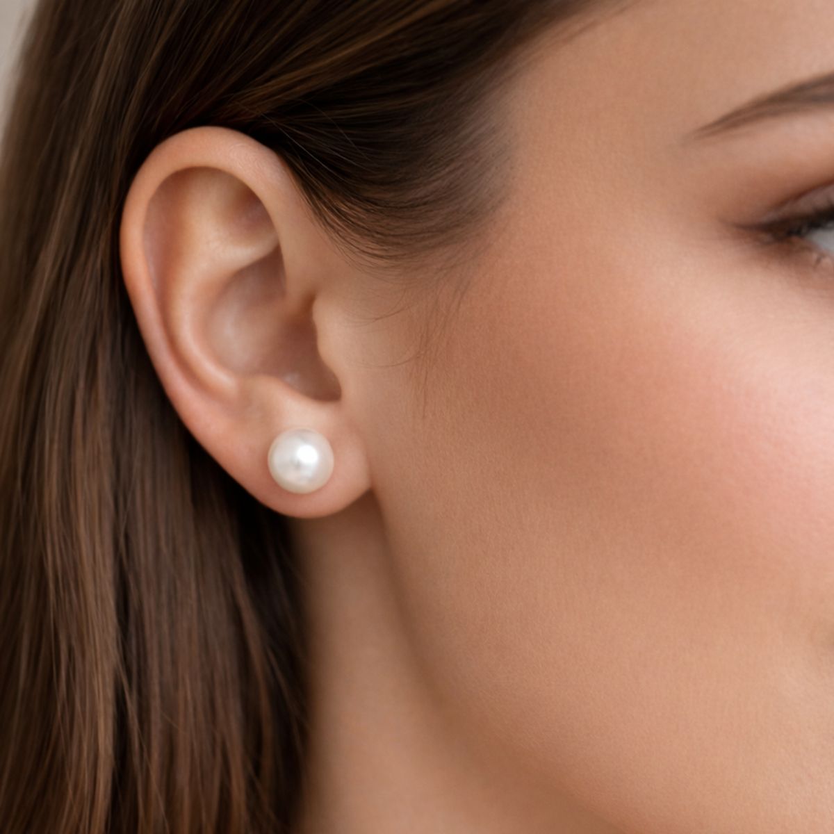 GENERICO - Aros De Plata 925 Perla Achatada 12 mm