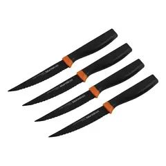 MARMICOC - Cuchillos Para Asado Cocina Set 4 Piezas Acero Inox Negro