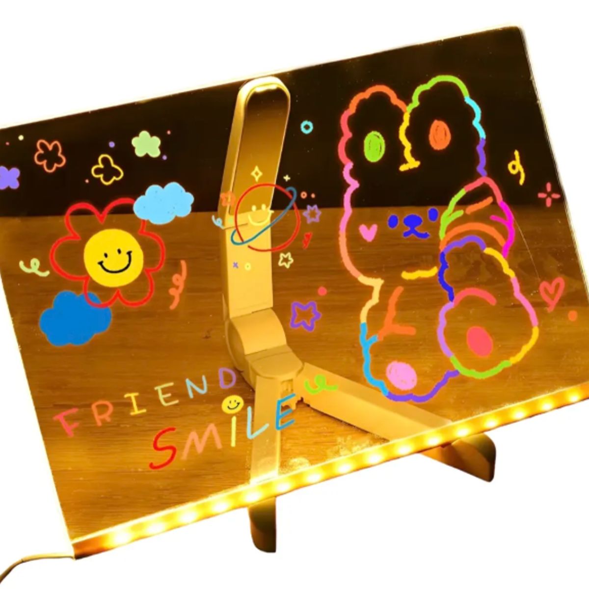 GENERICO - Pizarra Led Acrílica Luminosa 30x20cm Con 7 Plumones Neón Blanco