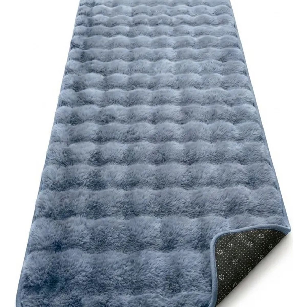 ARMONIA - Alfombra Pasillera Peluda Bajada de Cama 602 - Azul