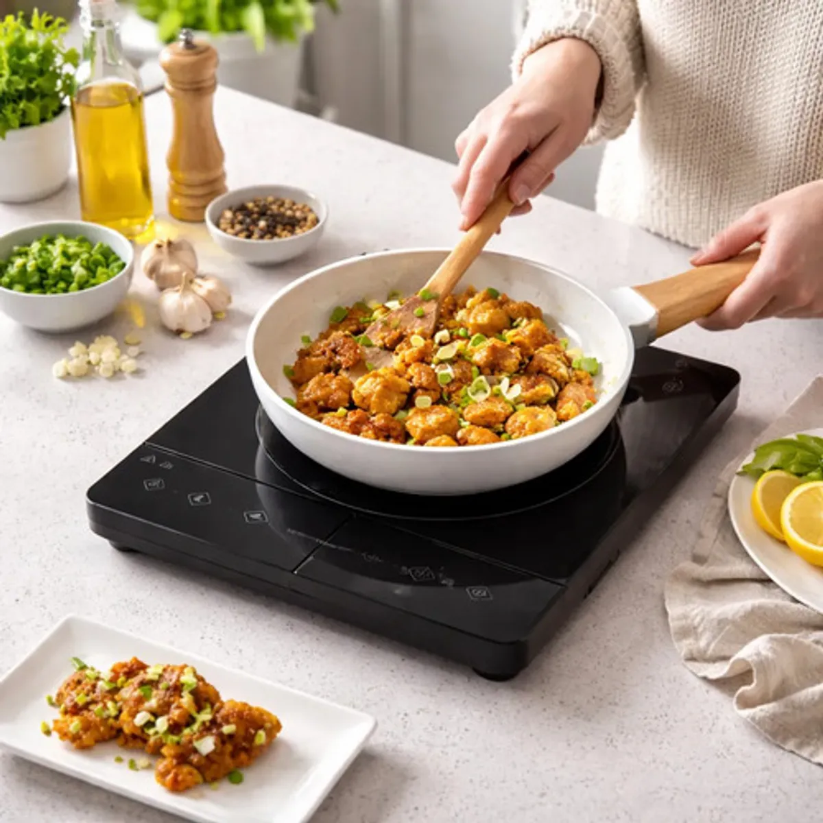 Cocina Encimera Induccion Portatil Blanik BEIP088 2000w Panel Touch Negro, marca BLANIK - Foto 2