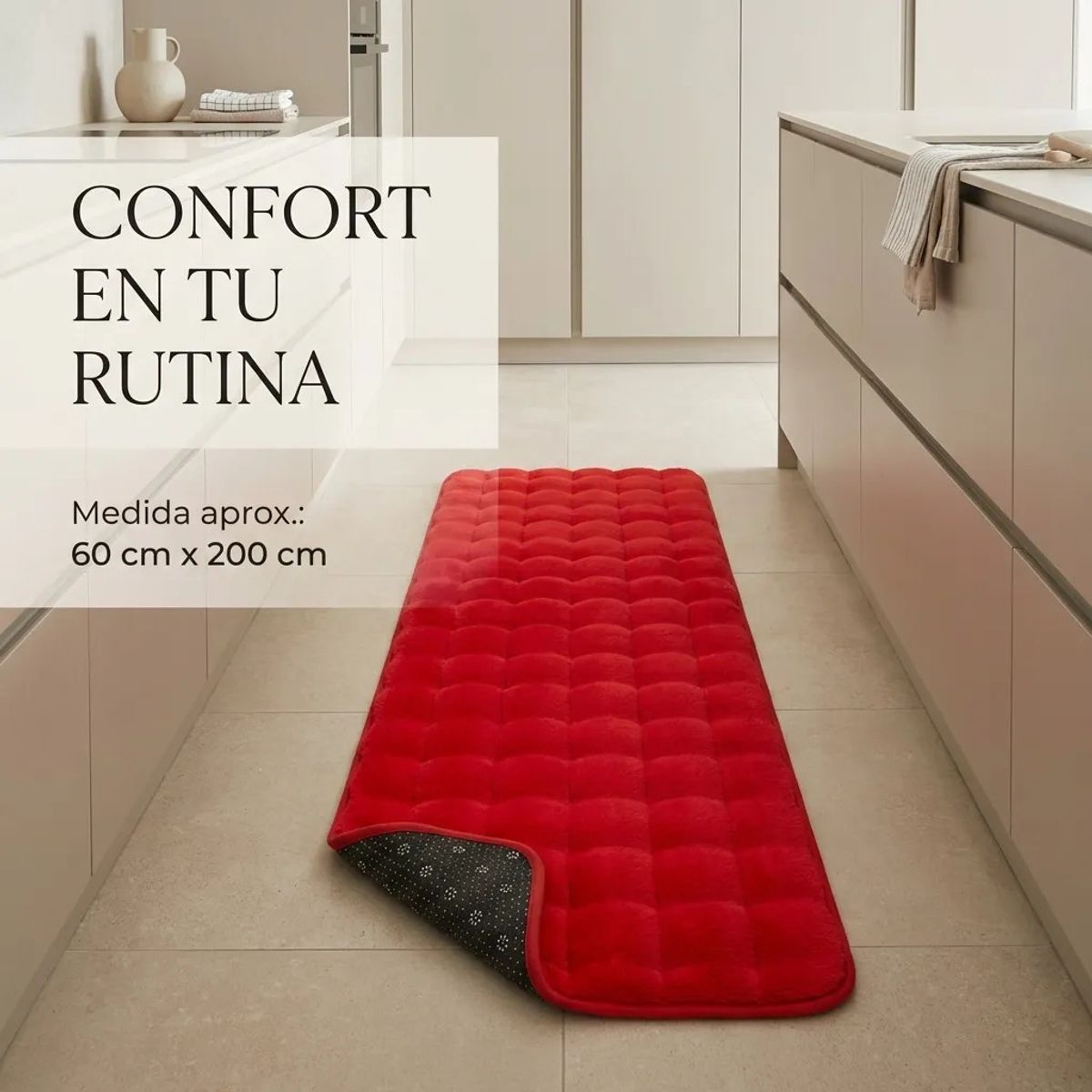 ARMONIA - Alfombra Pasillera Peluda Bajada de Cama 602 - Rojo