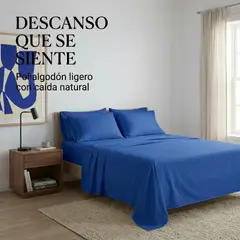 ARMONIA - Juego De Sabanas Azul 2 plazas 4 piezas