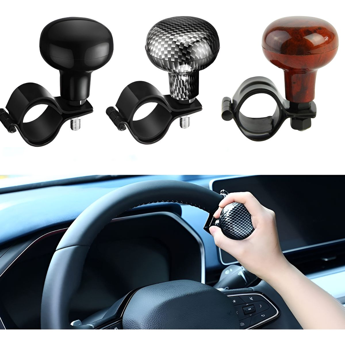 GENERICO - Perilla Giratoria Pomo 360 Universal Para Volante Seguridad