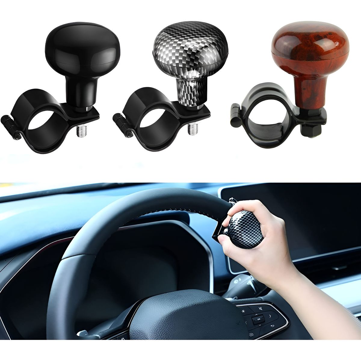 GENERICO - Perilla Giratoria Pomo 360 Universal Para Volante Seguridad