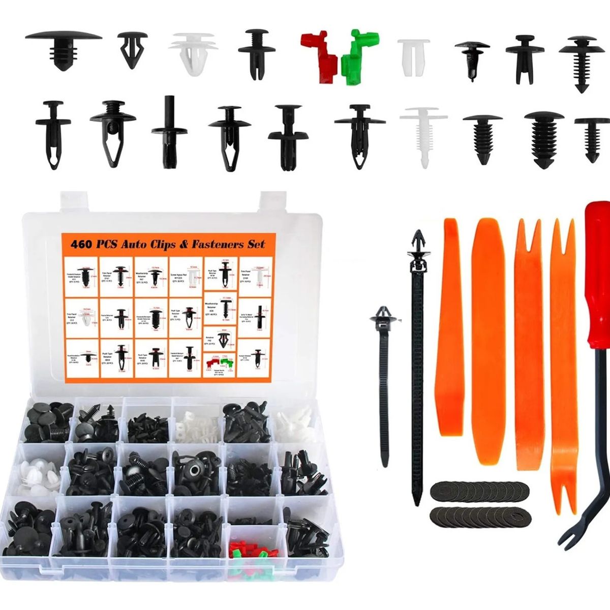 GENERICO - Kit 460 Clips Fijacion Broche Retencion Plastico Tapabarro