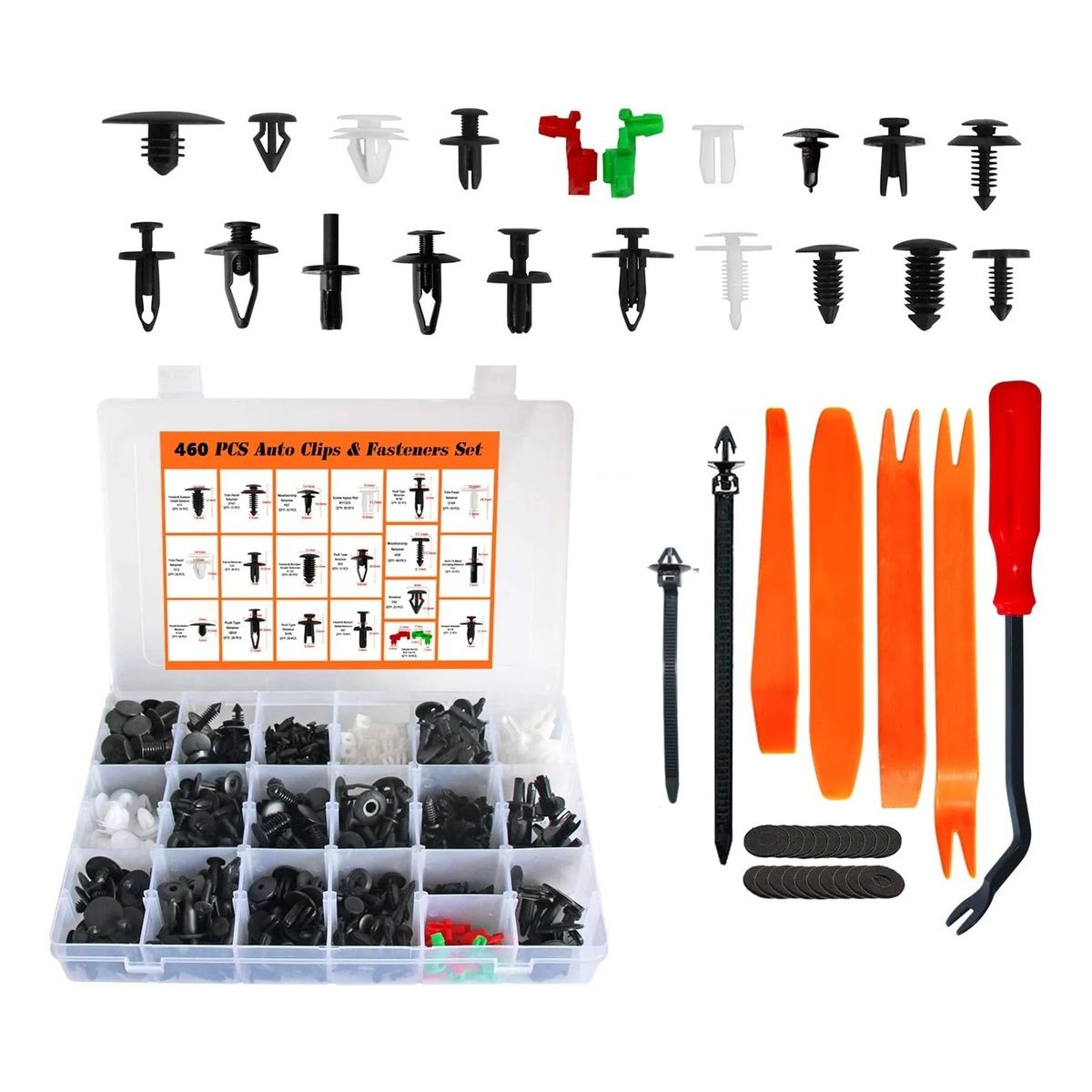 GENERICO - Kit 460 Clips Fijacion Broche Retencion Plastico Tapabarro