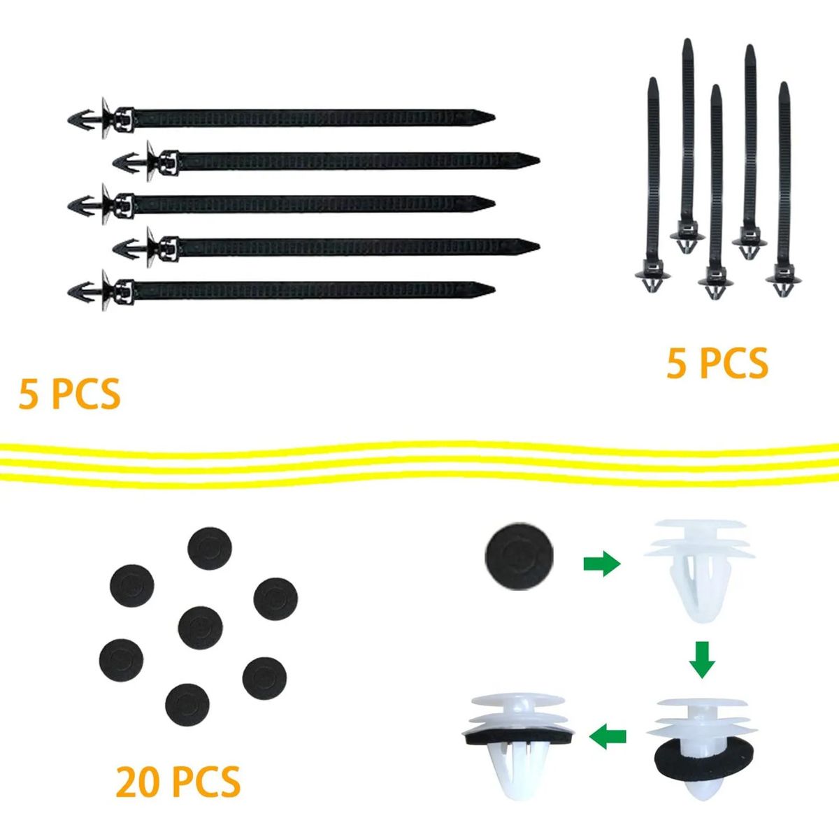 GENERICO - Kit 460 Clips Fijacion Broche Retencion Plastico Tapabarro