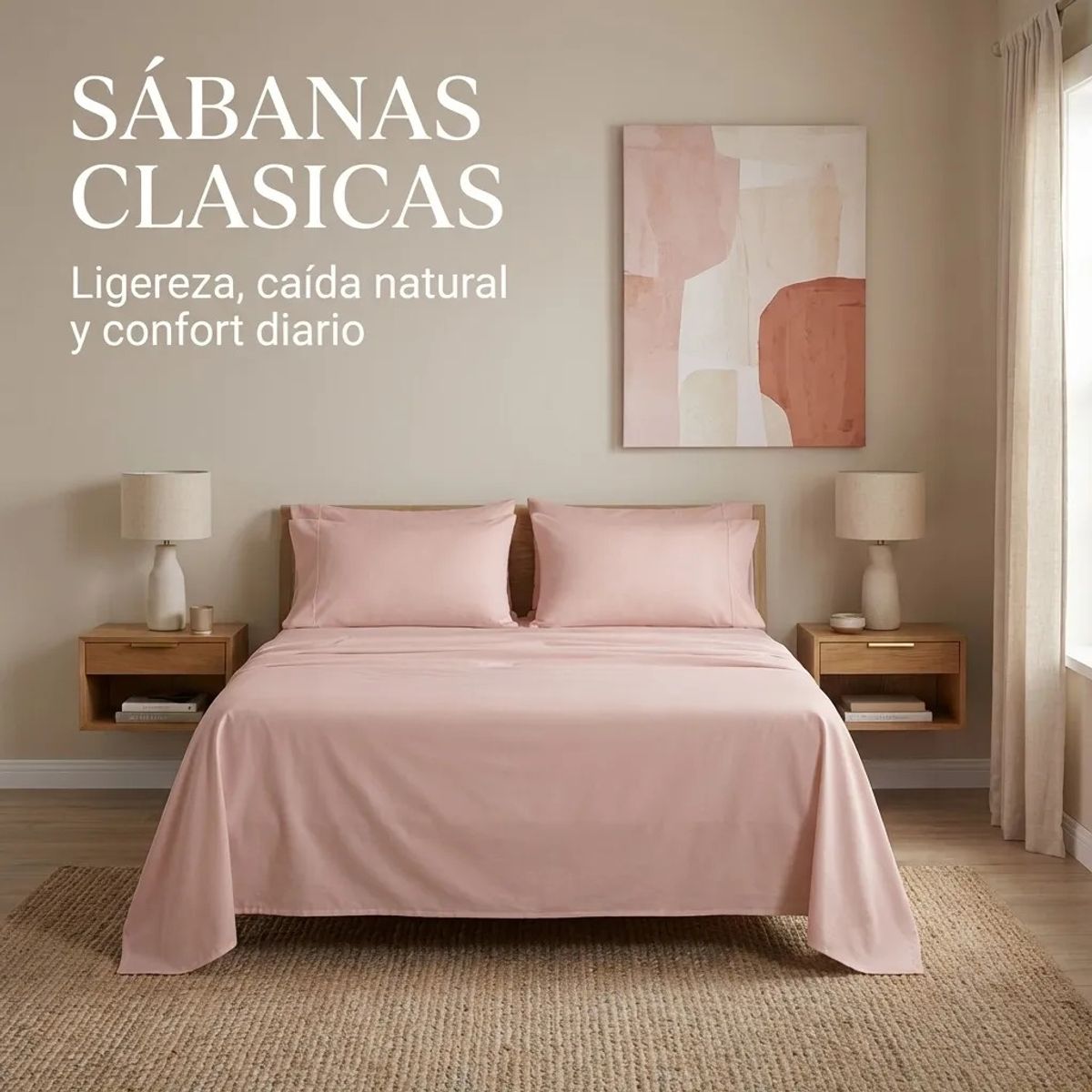 ARMONIA - Juego De Sabanas Rosado 2 plazas 4 piezas