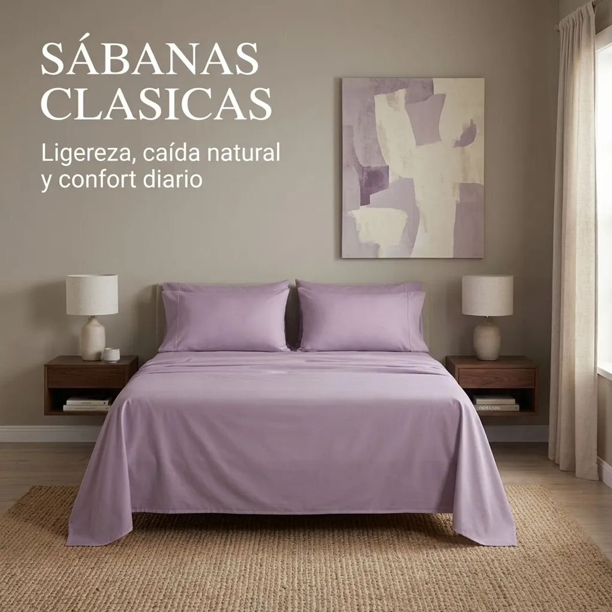 ARMONIA - Juego De Sabanas LILA 2 plazas  4 piezas