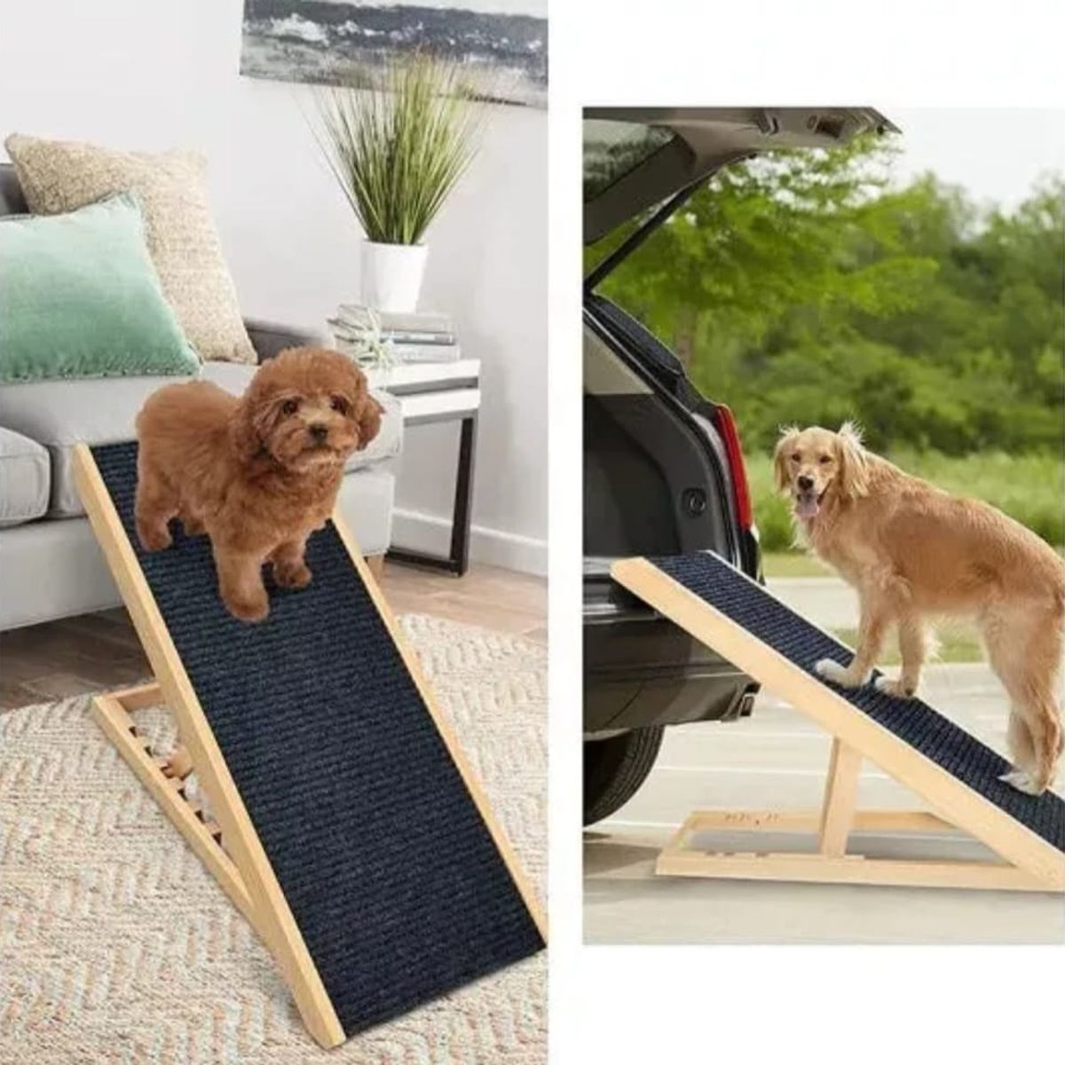 GENERICO - Rampa De Madera Plegable Antideslizante Para perros 100X40X60CM