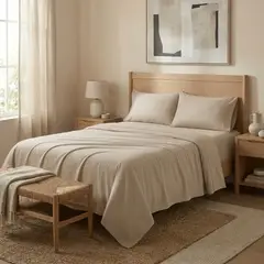 ARMONIA - Juego De Sabanas BEIGE 2 plazas 4 piezas