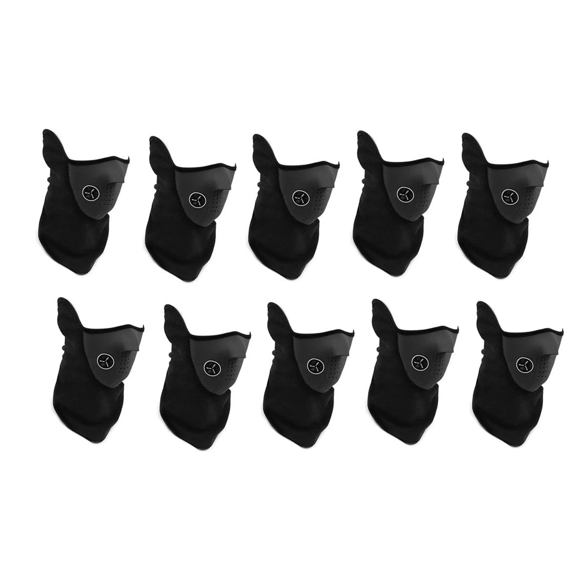 GENERICO - Pack 10 Máscara Moto O Bicicleta De Neopreno Y Polar Negro