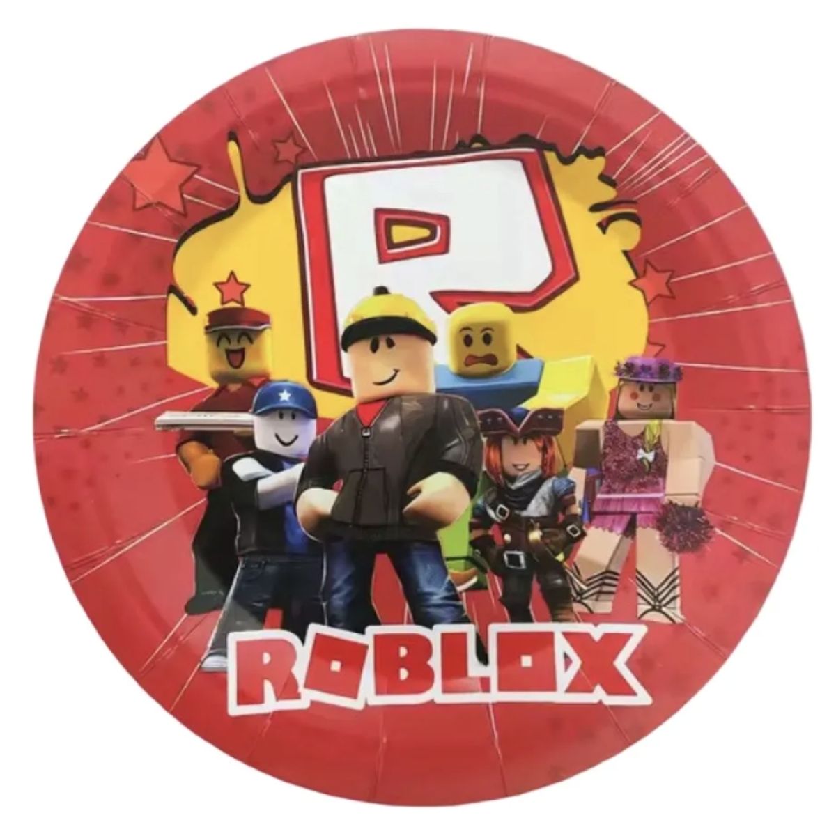 GENERICO - Platos Roblox 18 Cm Pack 10 Desechables Fiesta Cumpleaños Rojo