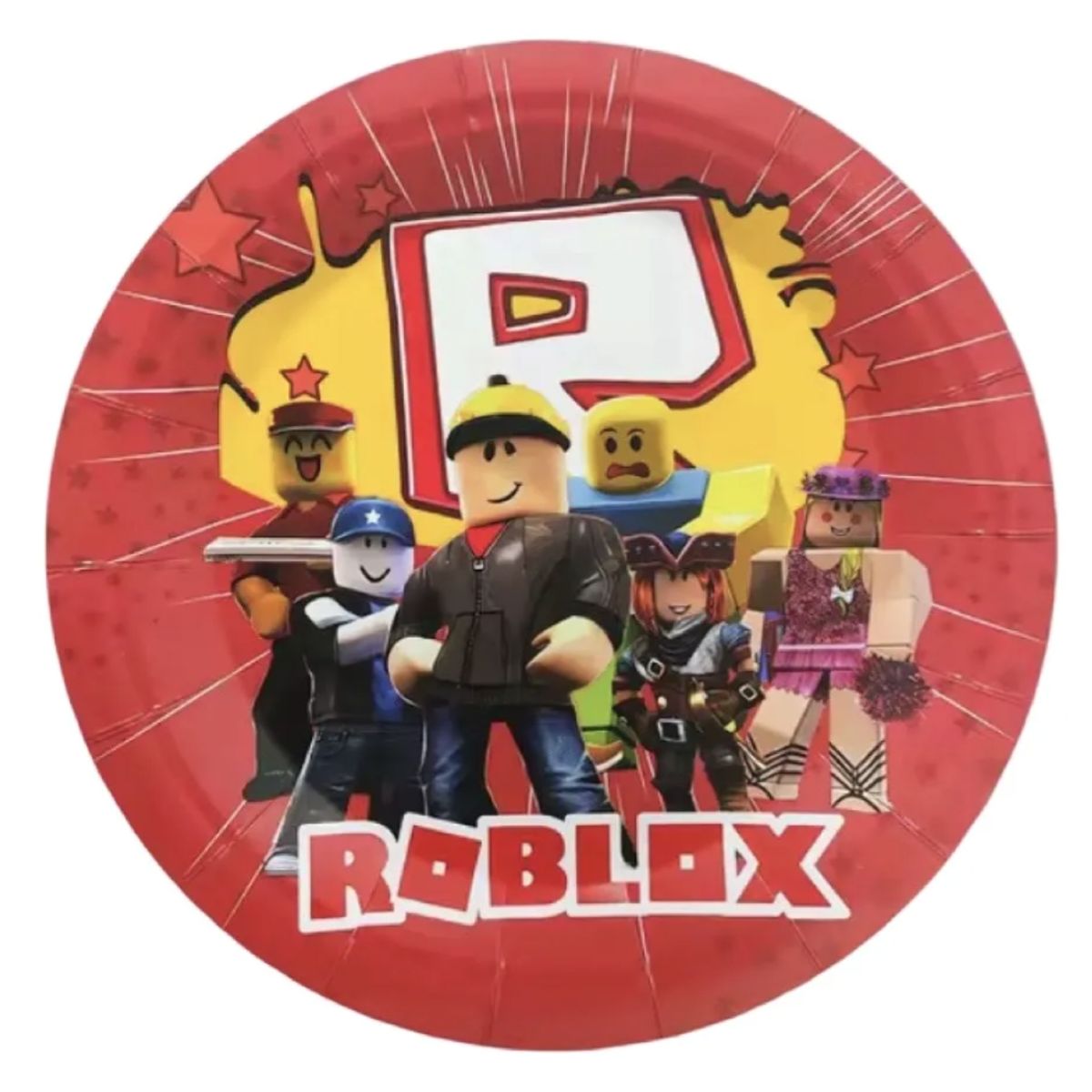 GENERICO - Platos Roblox 18 Cm Pack 10 Desechables Fiesta Cumpleaños Rojo