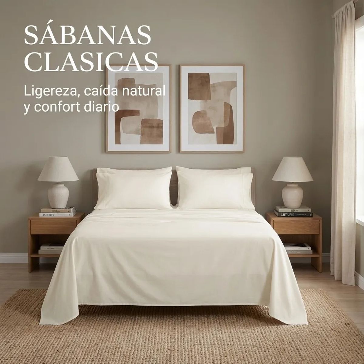 ARMONIA - Juego De Sabanas CREMA 2 plazas 4 piezas