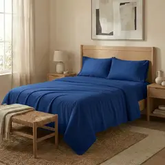 ARMONIA - Juego De Sabanas Azul 2 plazas 4 piezas