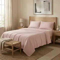 ARMONIA - Juego De Sabanas Rosado 2 plazas 4 piezas