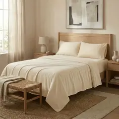 ARMONIA - Juego De Sabanas CREMA 2 plazas 4 piezas