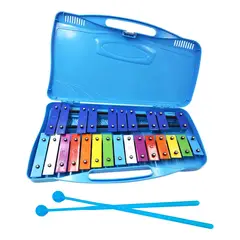 GENERICO - Metalofono Cromatico 25 Notas Xilofono Infantil Escolar azul