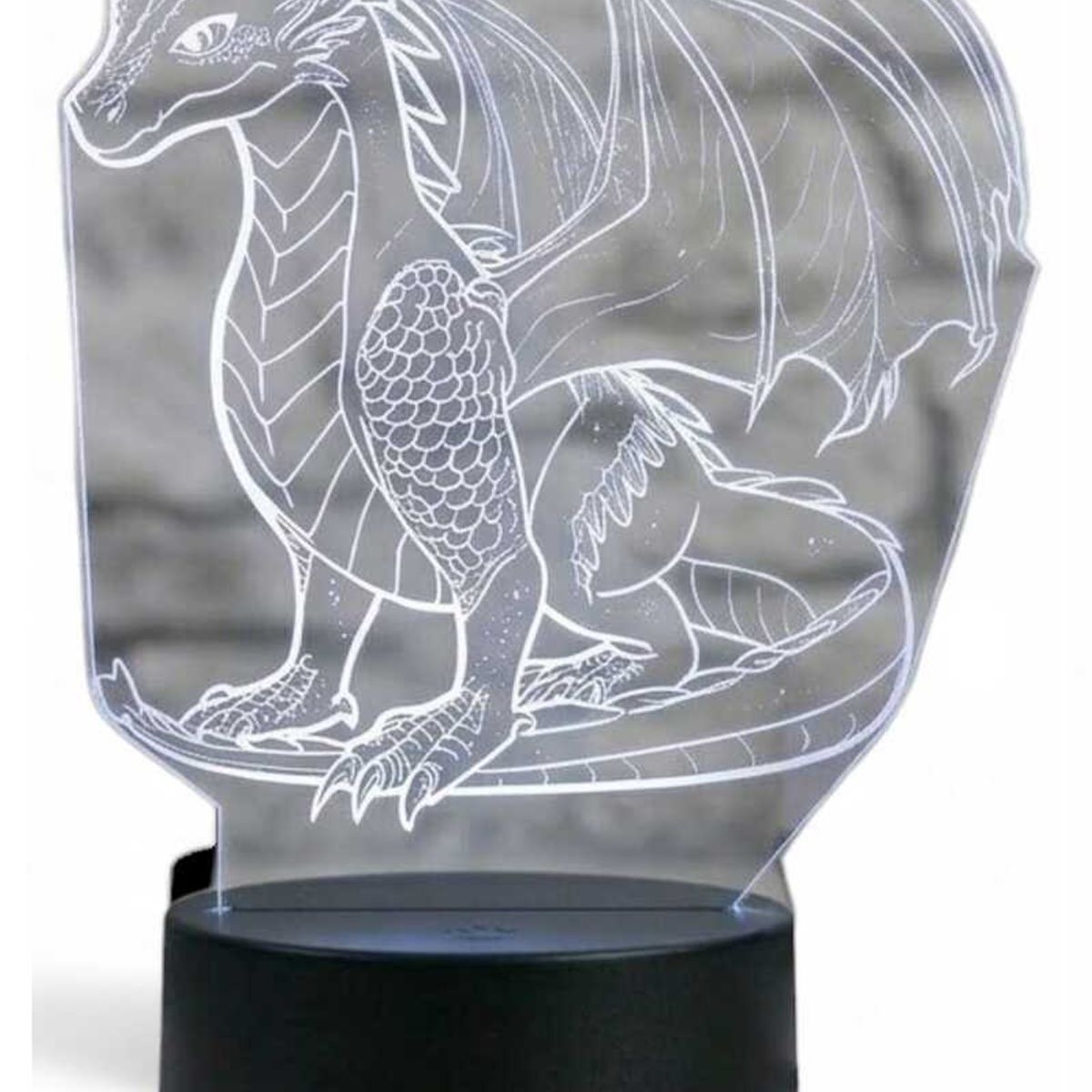 GENERICO - Lampara touch 3D Dragon II De 7 Colores