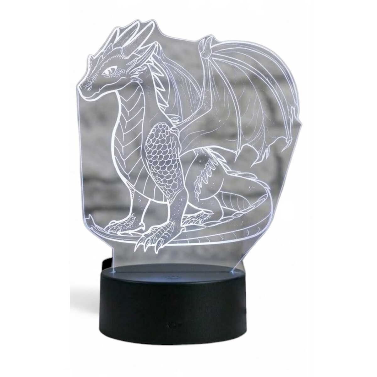 GENERICO - Lampara touch 3D Dragon II De 7 Colores