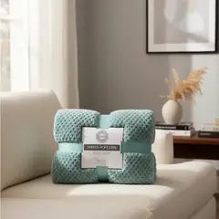 PALERMO - Manta Grande Pop Corn Azul 130x160 Cms Antialergica Ultra Suave