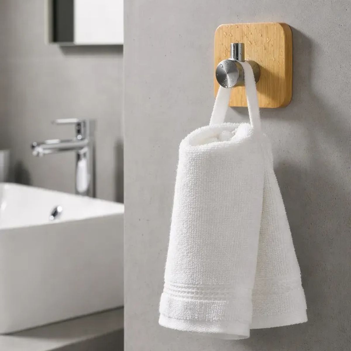 GENERICO - x4 Colgador Pared Bambu Acero Inoxidable Adhesivo Elegante Fuer